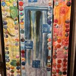 Close up of Textile triptych commission in Treasures Exhibition Exeter Cathedral.