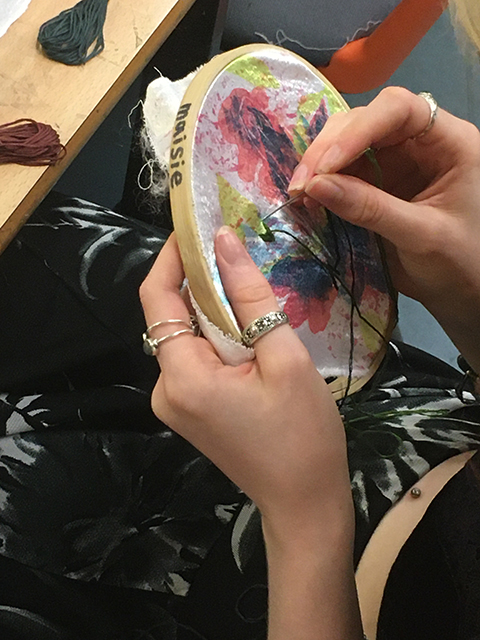 embroidery in progress