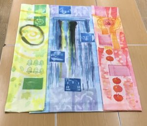 Finished backgrounds for textile triptych
