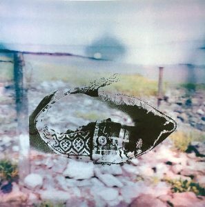 screenprint of river severn beach with b & w shirt tatters
