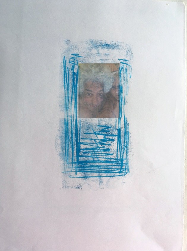 blue mono print with photo