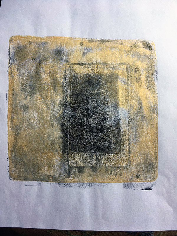 Gel print of Shiva temple portal in gold and black