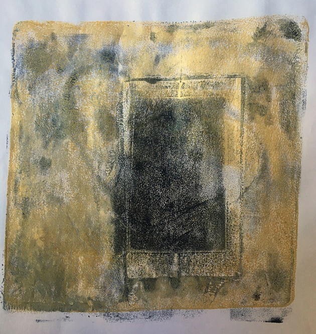 jelly print of shiva temple portal black on gold.