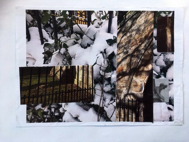 collage of photos of snow and shadows